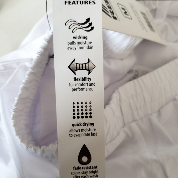 RBX Athletic White Shorts Panty Lined Wicking Flexibility Fade Resistant W-M NWT - Picture 9 of 11